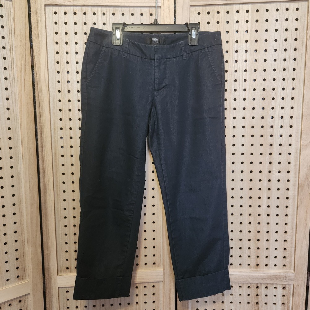 Mossimo Fit 3 Pants Stretch Womens 2 Black Blue Shimmery Cuffed Bottom